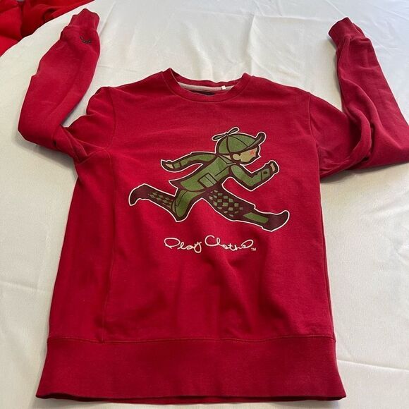 Play Cloths Large Running Jack Crewneck Sweatshirt Red Size Small - Picture 7 of 9